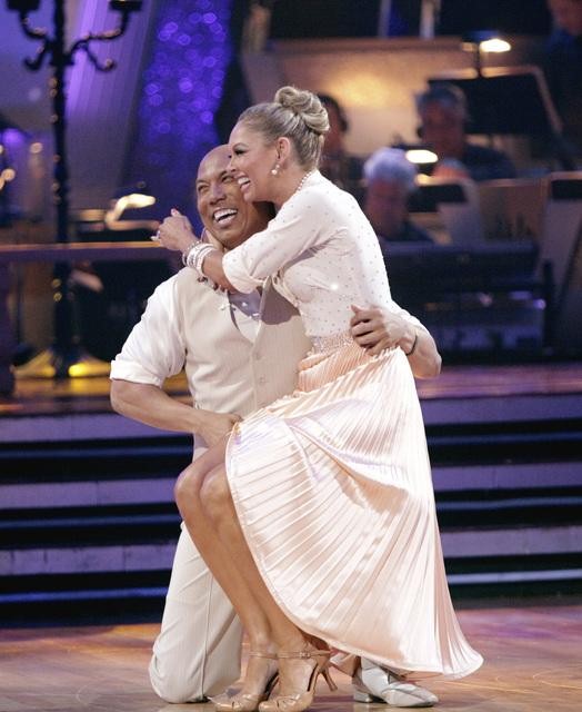 Hines Ward and his partner Kym Johnson dance a...