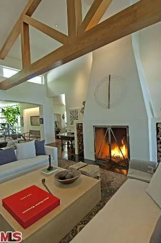 A view of a fireplace in the $49 million Beverly...