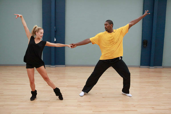 Los Angeles Laker Ron Artest and partner Peta Murgatroyd appear in a rehearsal photo for season 13 of 'Dancing With the Stars.'