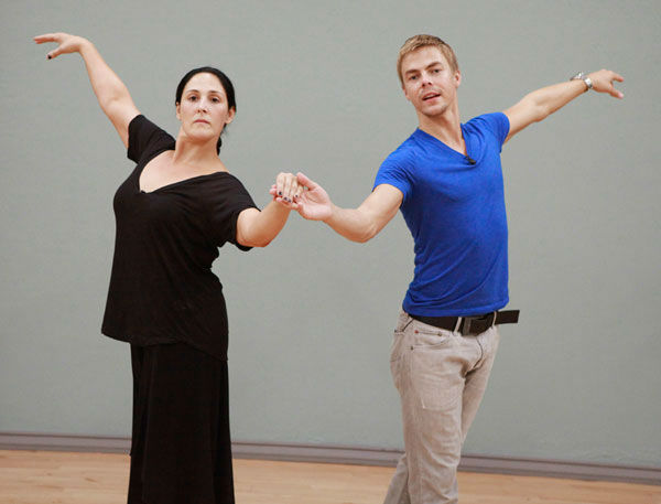 Actress and talk show host Ricki Lake and partner Derek Hough appear in a rehearsal photo for season 13 of 'Dancing With the Stars.'