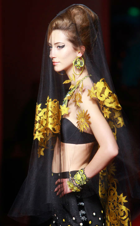 A model wears a creation by French Fashion...