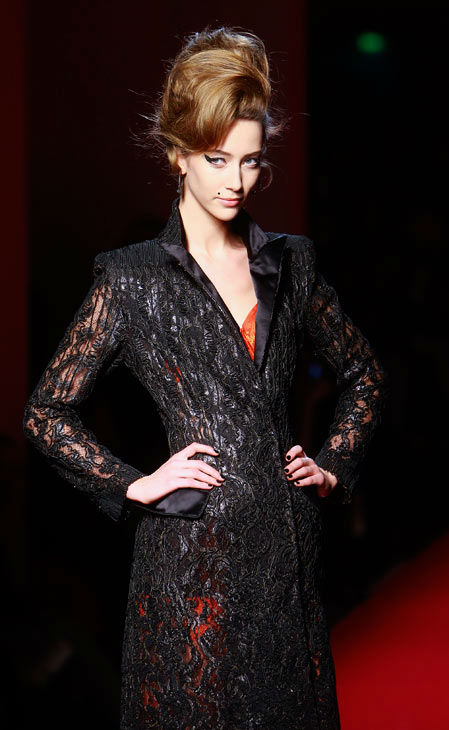 A model wears a creation by French Fashion...