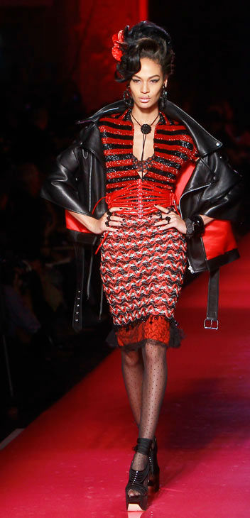 A model wears a creation by French Fashion...