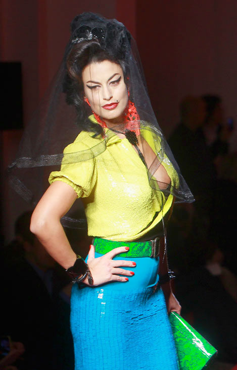 A model wears a creation by French Fashion...