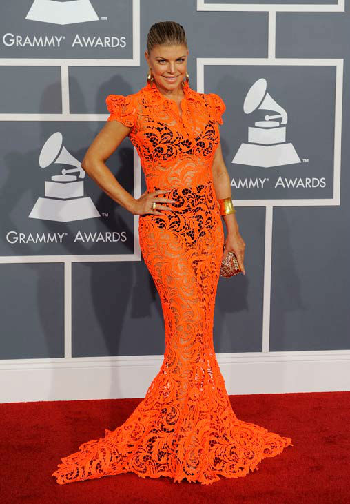 Fergie arrives at the 54th annual Grammy Awards...