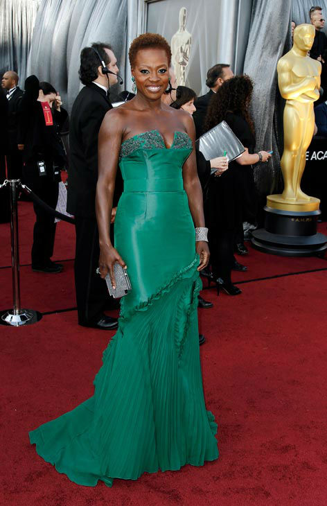 Viola Davis arrives before the 84th Academy Awards on Sunday, Feb. 26, 2012, in the Hollywood section of Los Angeles.