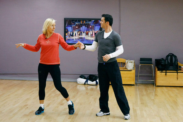 Tennis legend Martina Navratilova and partner Tony Dovolani appear in a rehearsal photo for season 14 of 'Dancing With the Stars.'