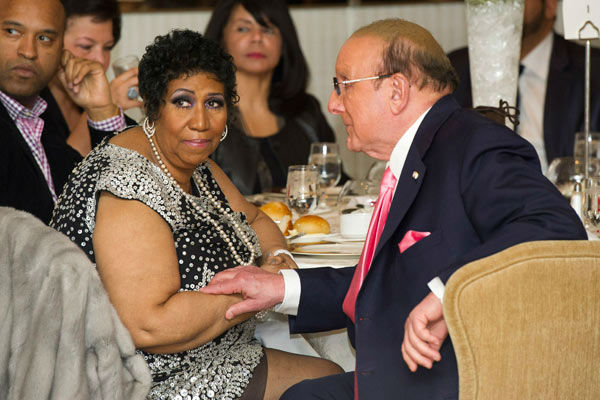 Aretha Franklin and Clive Davis attend her...