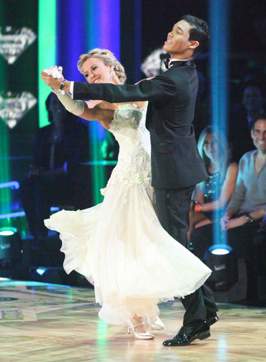 Disney Channel star Roshon Fegan and his partner Chelsie Hightower received 26 out of 30 points from the judges for their quickstep on week two of 'Dancing With The Stars,' which aired on March 26, 2012.