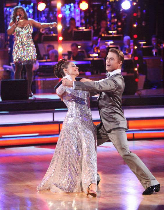 TV personality Maria Menounos and her partner Derek Hough received 26 out of 30 points from the judges for their Fox Trot on week six of 'Dancing With The Stars,' which aired on Monday, April 23, 2012.