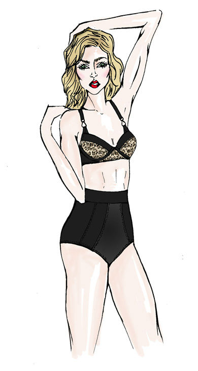 A sketch of Madonna wearing a custom look from...