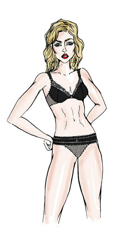 A sketch of Madonna wearing a custom look from...