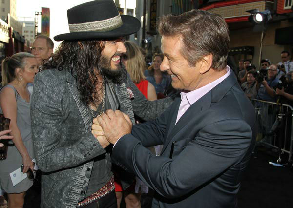 Alec Baldwin, right, and Russell Brand arrive at...