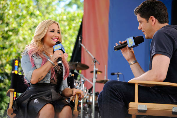 Demi Lovato talks to Josh Elliot during her live...