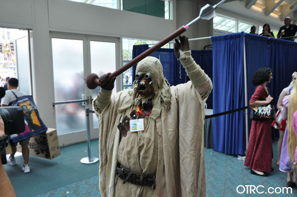 A fan dressed as a Tusken Raider from Star Wars...