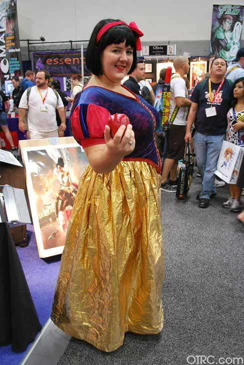 A fan dressed as Snow White appears in a photo...