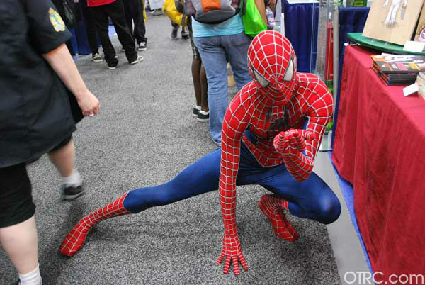 A fan dressed as Spider-Man appears in a photo...