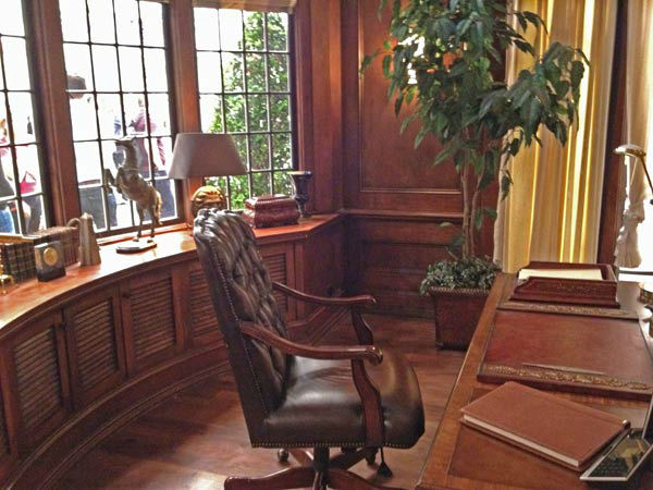 Pictured is a desk inside Grayson Manor from the...