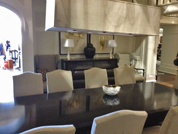 Pictured is a dining room table inside of Grayson Manor from the set of the ABC drama series 'Revenge.' The photo was taken on July 26, 2012, during a set visit by members of the Television Critics Association.