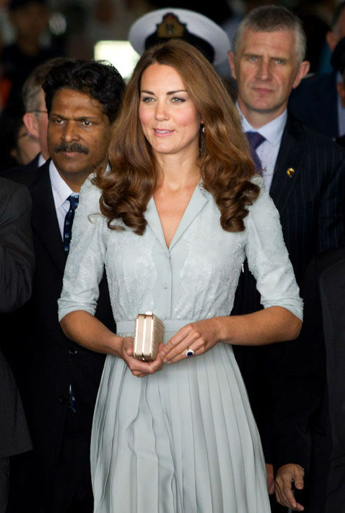 Kate, the Duchess of Cambridge arrives along...