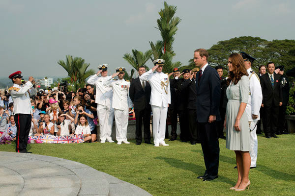 Britain's Prince William and his wife Kate, the...
