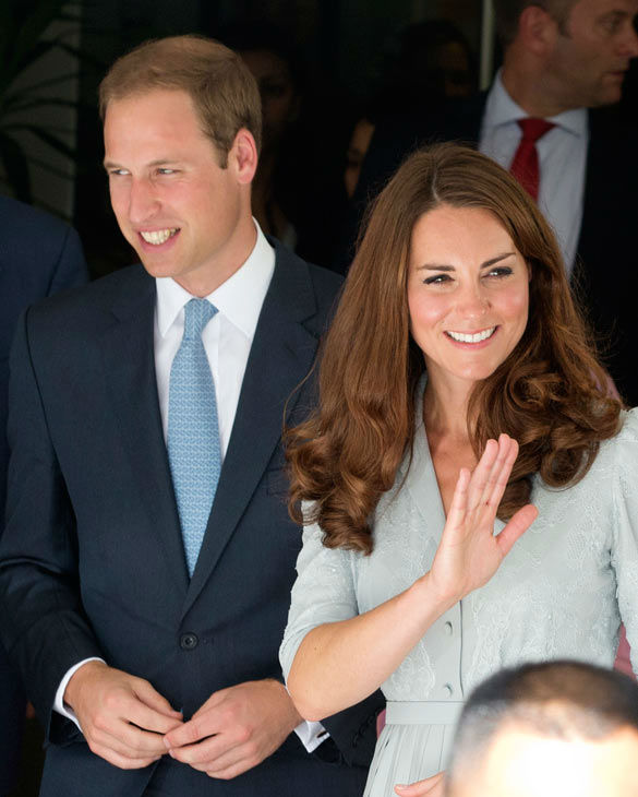 Britain's Prince William and his wife Kate, the...