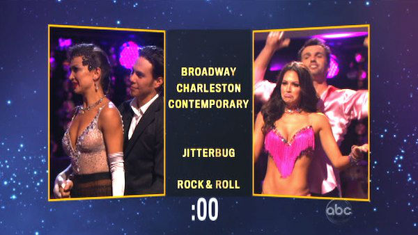 Apolo Anton Ohno and Karina Smirnoff appear in a still from 'Dancing With The Stars: All-Stars' on October 9, 2012.