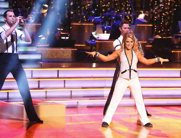 Shawn Johnson and Derek Hough appear in a still...