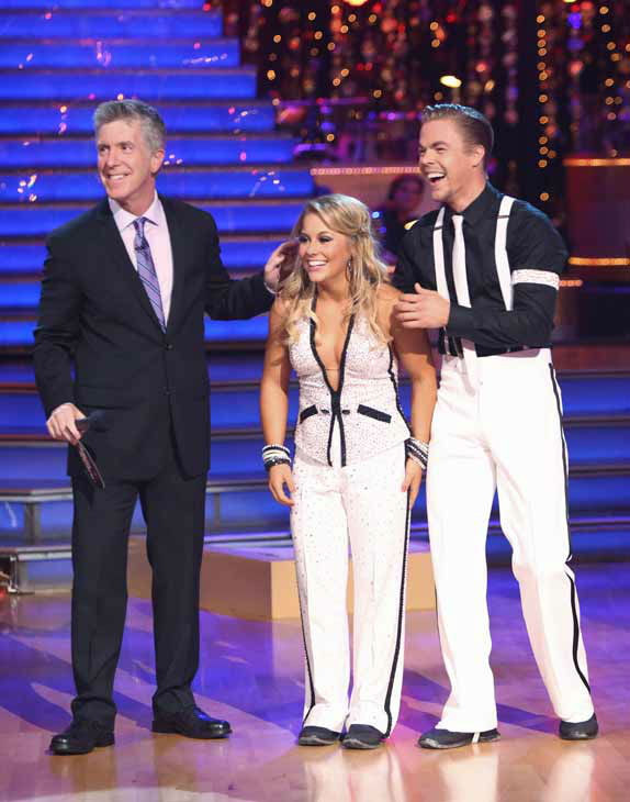 Shawn Johnson and Derek Hough appear in a still...
