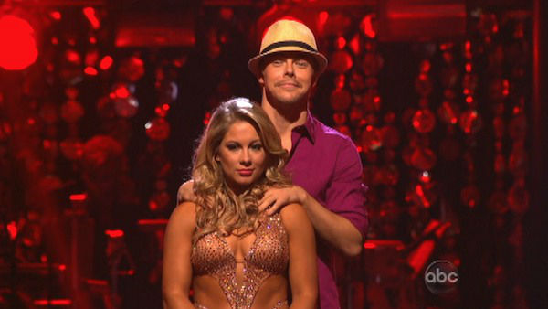 Shawn Johnson and Derek Hough appear in a still...