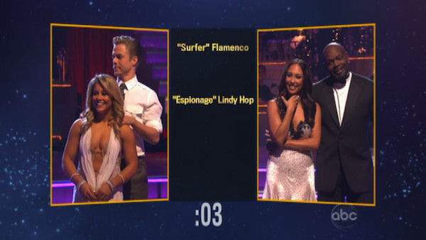 Shawn Johnson and Derek Hough appear in a still...