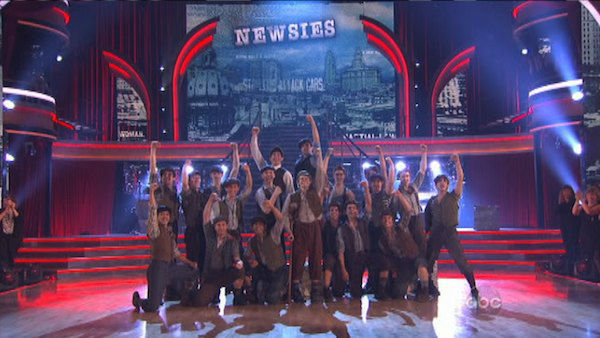 The fourth 'Macy's Stars of Dance' performance of the season featured the cast of the Broadway musical 'Newsies' performing 'Seize the Day' on 'Dancing With The Stars: The Results Show' on November 13, 2012.