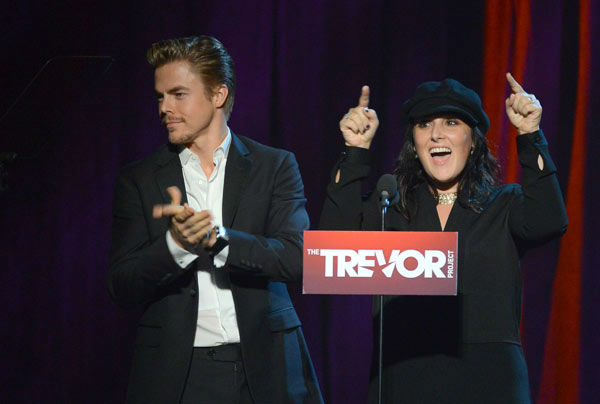 Derek Hough and Ricki Lake attend the Trevor...
