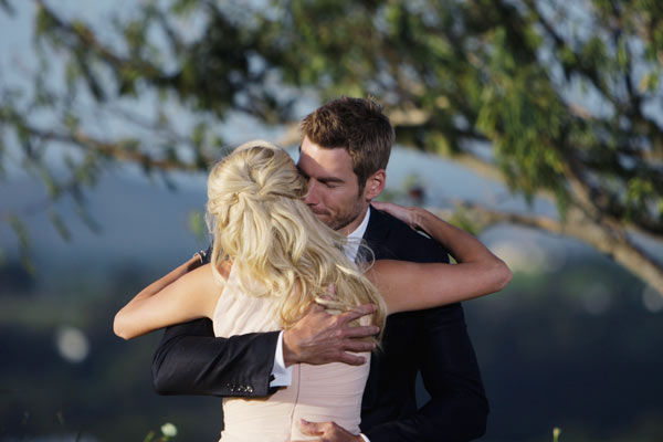 Brad Womack hugs the final bachelorette, Emily...