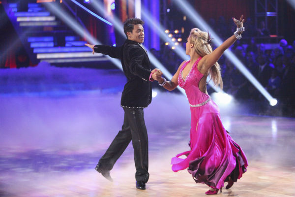 Disney Channel star Roshon Fegan and his partner Chelsie Hightower received 26 out of 30 points from the judges for their Viennese Waltz on week 4 of 'Dancing With The Stars' on April 9, 2012.