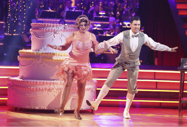 Actress Kirstie Alley and her partner Maksim Chmerkovskiy received 30 out of 40 points from the judges for their Charleston on 'Dancing With The Stars: All-Stars' on October 15, 2012.