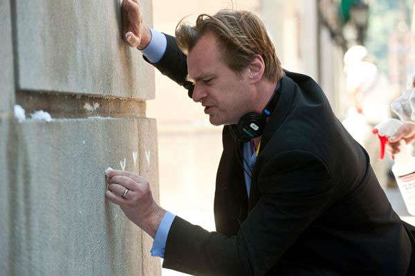Director Christopher Nolan on the set of 'The...