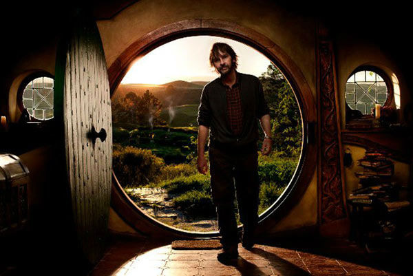Director Peter Jackson appears on the set of...