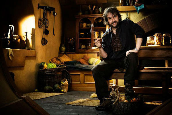 Director Peter Jackson appears on the set of...