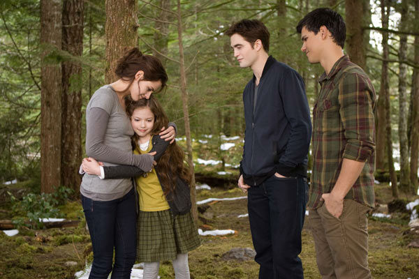 Kristen Stewart, Mackenzie Foy, Robert Pattinson and Taylor Lautner appear in a scene from the 2012 movie 'Twilight: Breaking Dawn - Part 2,' which opens in theaters on November 16, 2012.