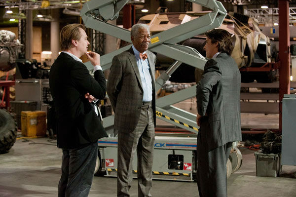 Director Christopher Nolan, Morgan Freeman and...