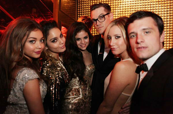 Actors Sarah Hyland, Vanessa Hudson, Selena Gomez, Ashley Tisdale and Josh Hutcherson attends The Weinstein Company's 2013 Golden Globe Awards after party presented by Chopard, HP, Laura Mercier, Lexus, Marie Claire, and Yucaipa Films held at The Old