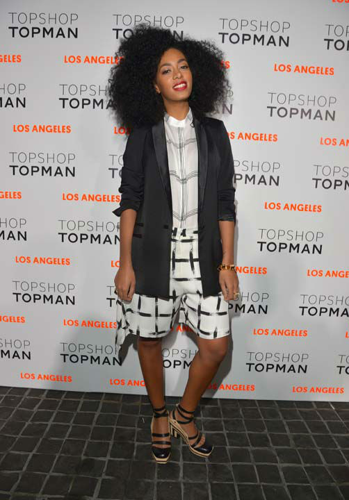 Singer Solange Knowles arrives wearing Topshop...