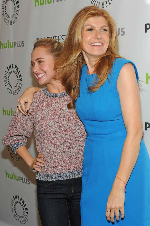 Photo of Connie Britton and Hayden Panettiere during the Paley Center for Media's PaleyFest, honoring the cast of 'Nashville' at the Saban Theatre, Saturday March 9, 2013 in Los Angeles, California.