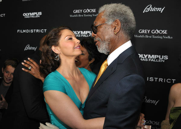 Ashley Judd, left, and Morgan Freeman arrive at...