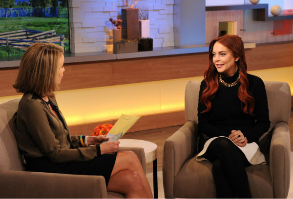 Lindsay Lohan appears with interviewer Amy...