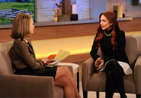 Lindsay Lohan appears with interviewer Amy...