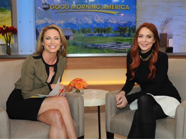 Lindsay Lohan appears with interviewer Amy...