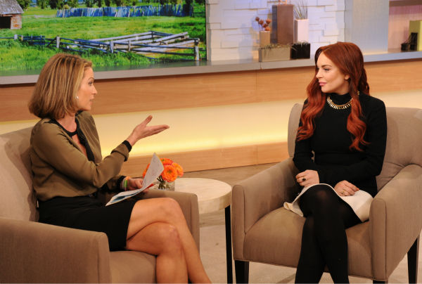 Lindsay Lohan appears with interviewer Amy...
