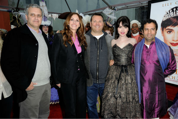 (L-R) Actors Julia Roberts, Lily Collins and...